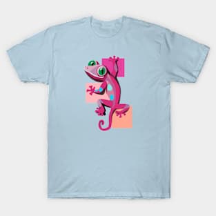 Pink Gecko With Green Eyes T-Shirt